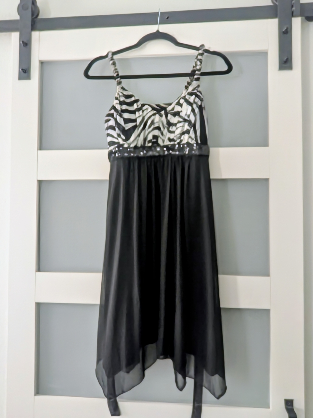 Enfocus Studio Black Dress with Black-and-White Zebra Bodice